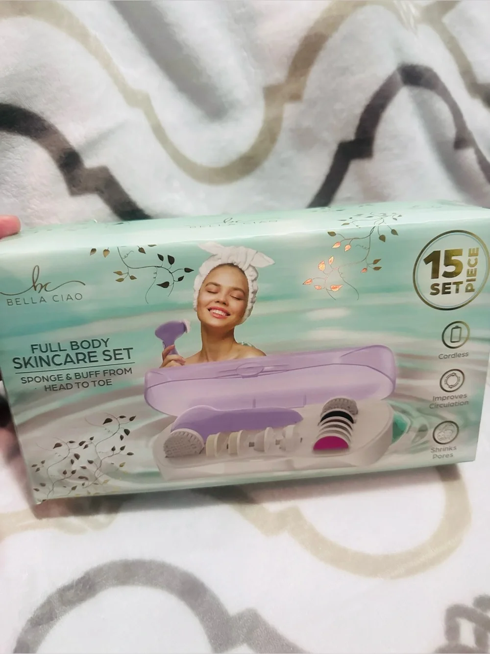 Bella Ciao✨💜💚🤍 Full Body Skincare Brush Set — 15-Piece Spa Kit